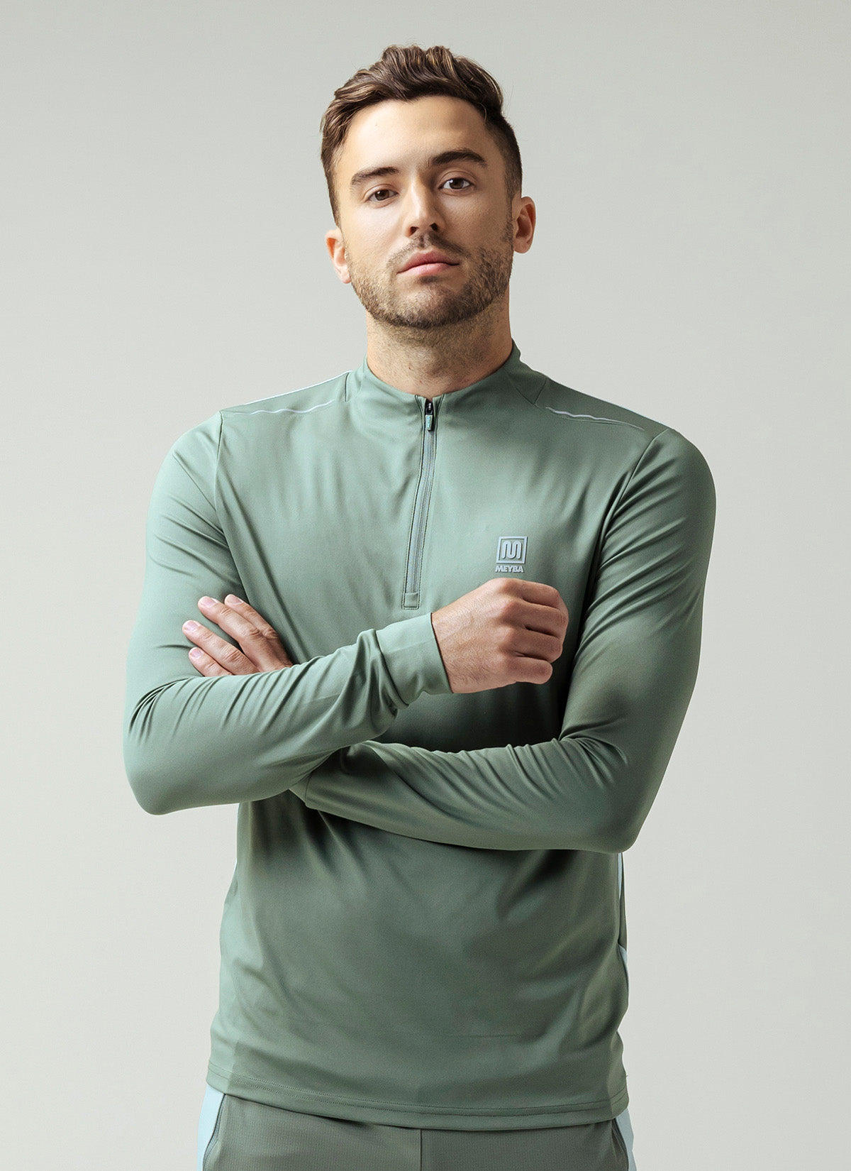 MEYBA Amertrine 1/4 Zip Track Top | Khaki/Sage