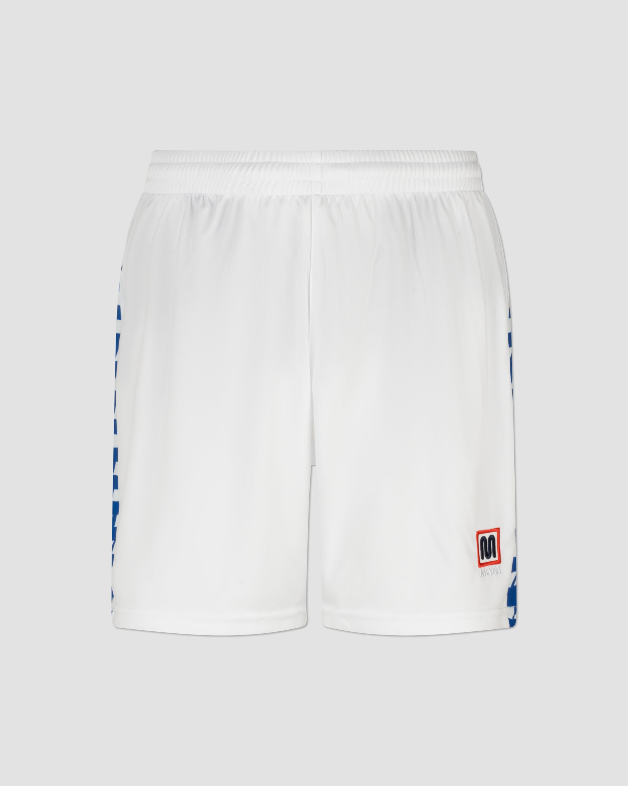 MEYBA Pantalón Corto Alpha Matchday Juvenil | Blanco/Azul