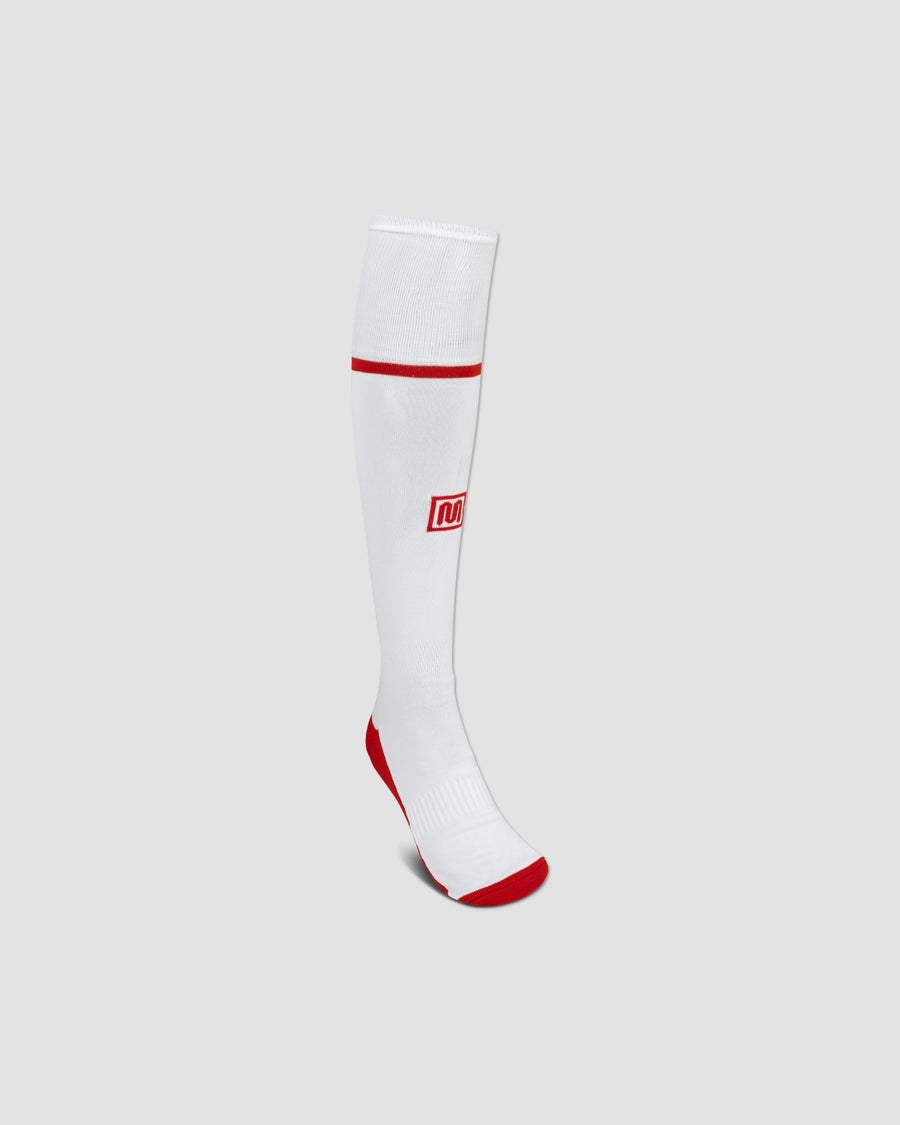 MEYBA Calcetines de Jugador | Blanco/Rojo