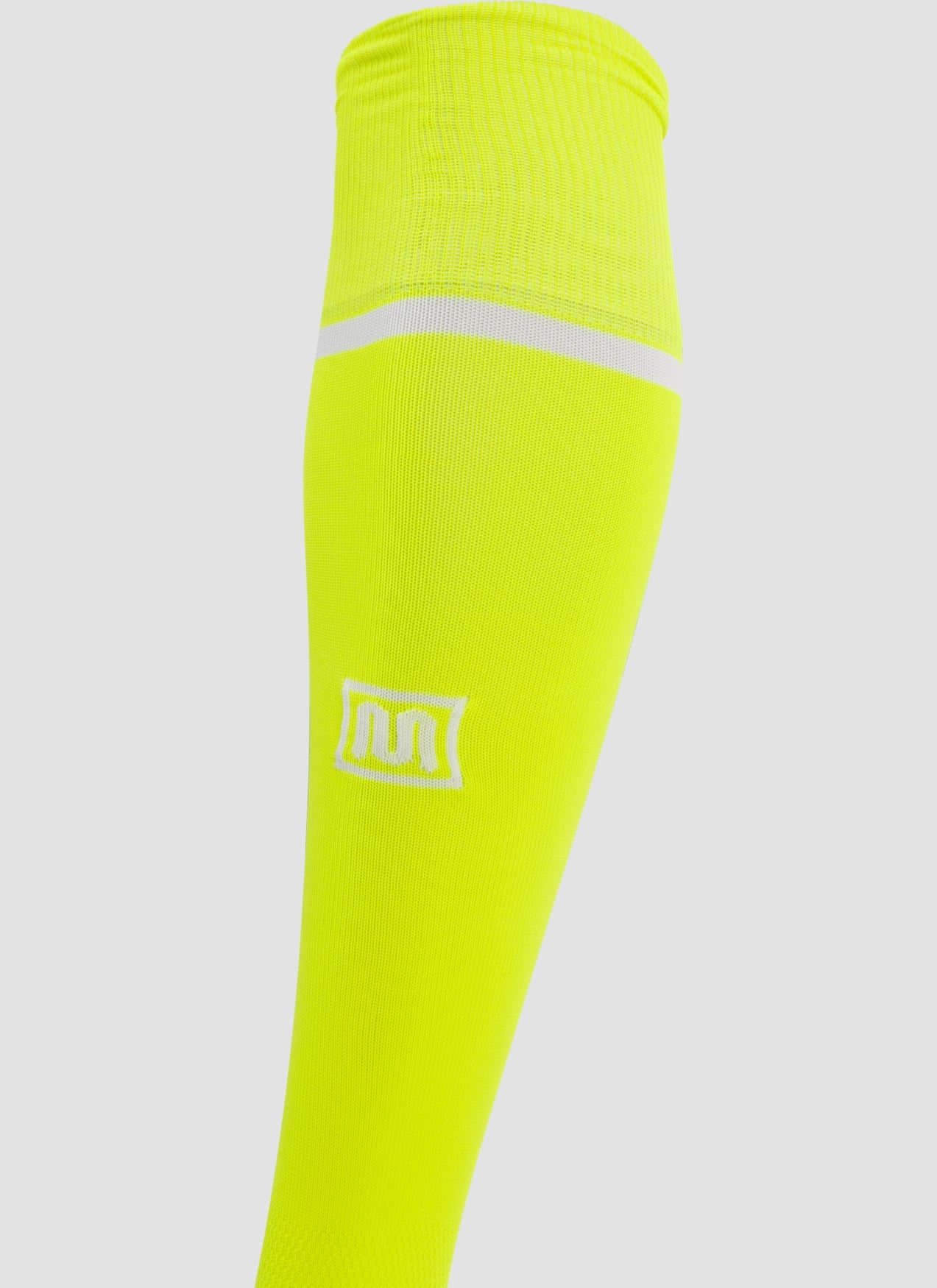 MEYBA Footless Football Sock | Fluro-Yellow/White