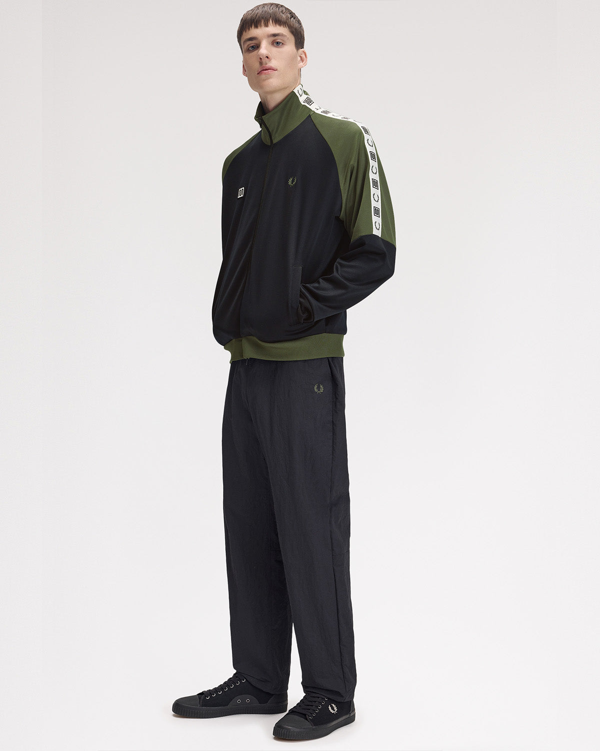 MEYBA X FRED PERRY Tape Raglan Track Jacket | Black