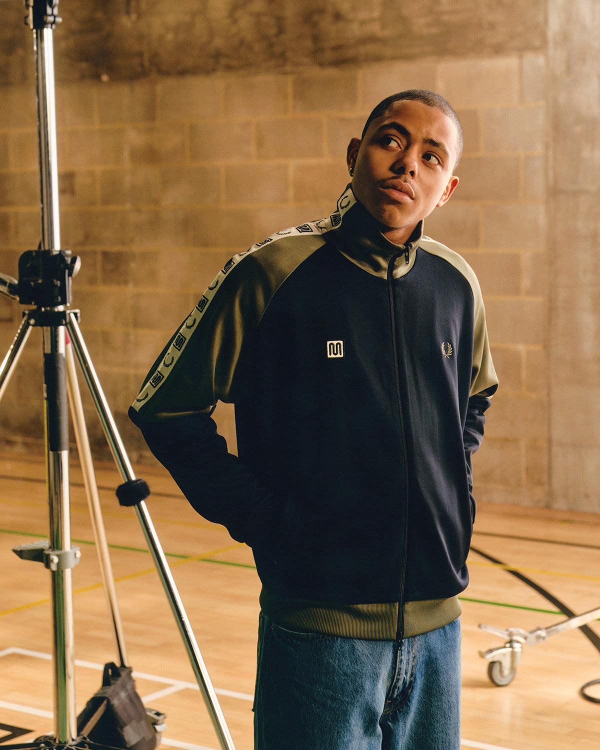 MEYBA X FRED PERRY Tape Raglan Track Jacket | Black