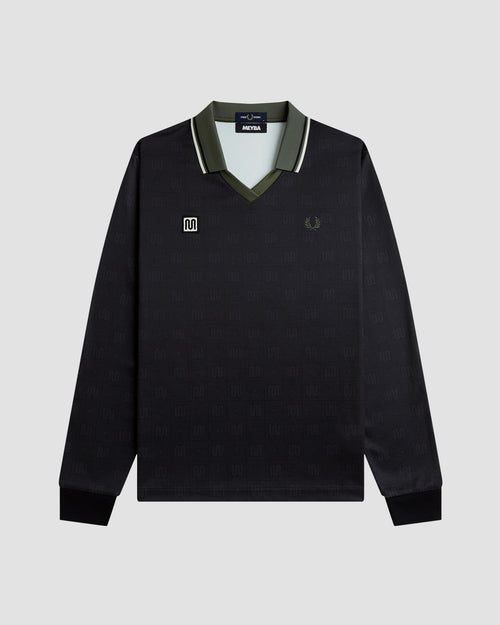 MEYBA x FRED PERRY Printed Long Sleeve Polo | Black