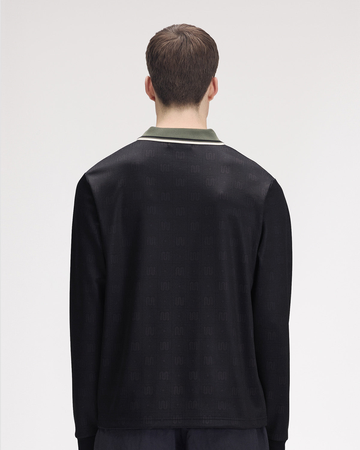 MEYBA x FRED PERRY Printed Long Sleeve Polo | Black