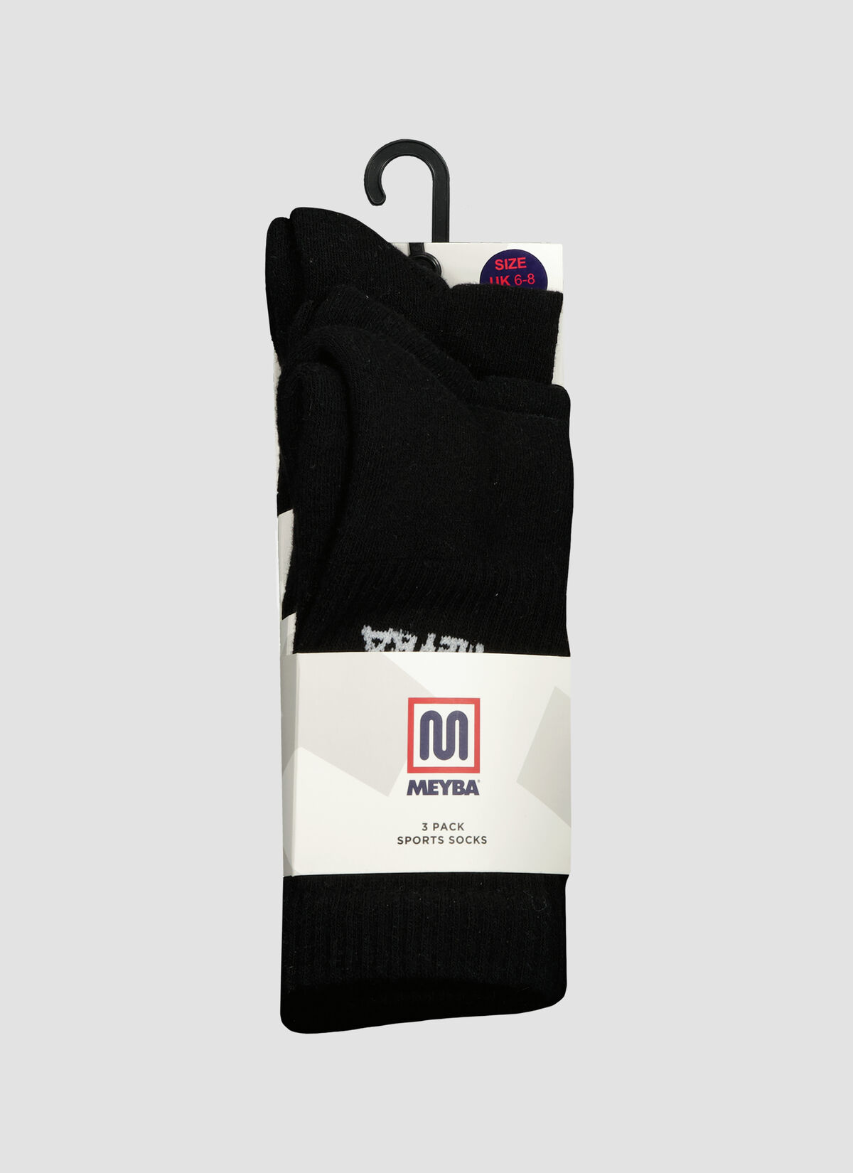 MEYBA Training 3 Pack Sock, Black, hi-res