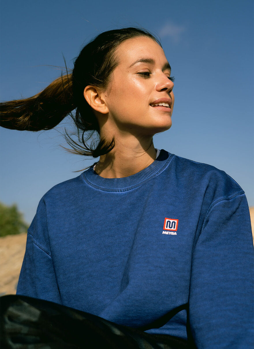 COLD DYE CREW SWEAT, Blue, hi-res