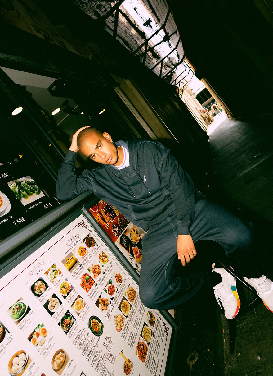 COLD DYE HOODY SWEAT, Navy, hi-res