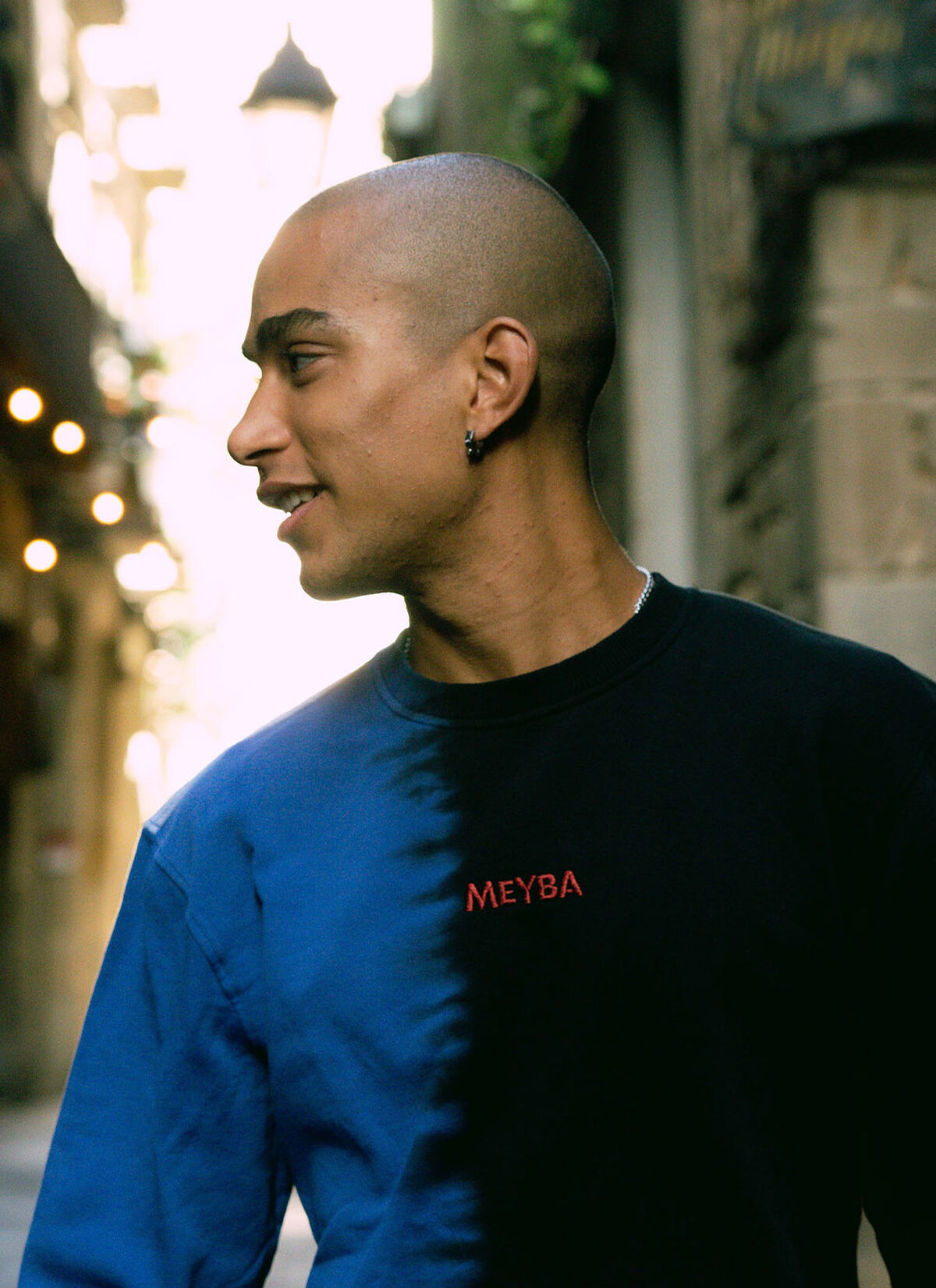 DIP DYE CREW SWEAT, Navy/Red, hi-res