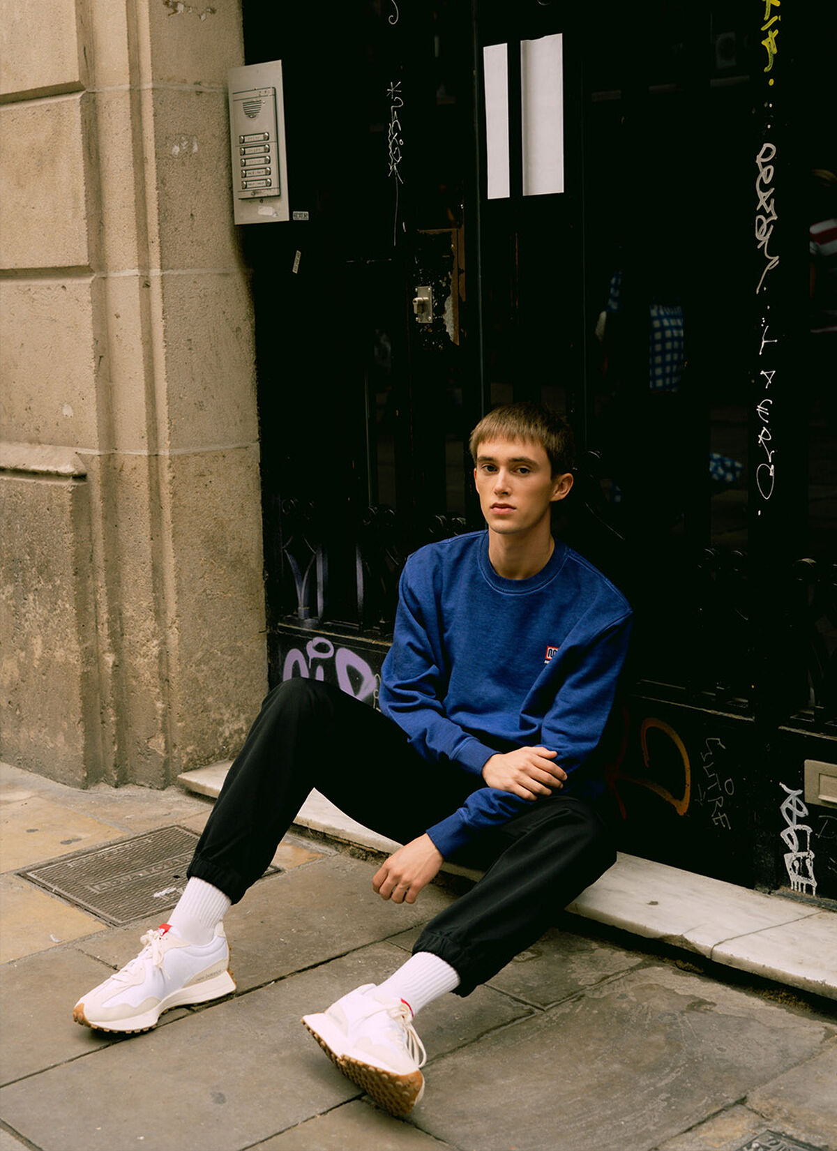 COLD DYE CREW SWEAT, Blue, hi-res
