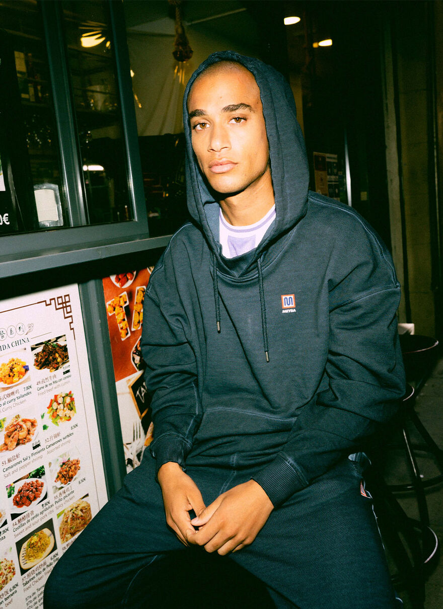 COLD DYE HOODY SWEAT, Navy, hi-res