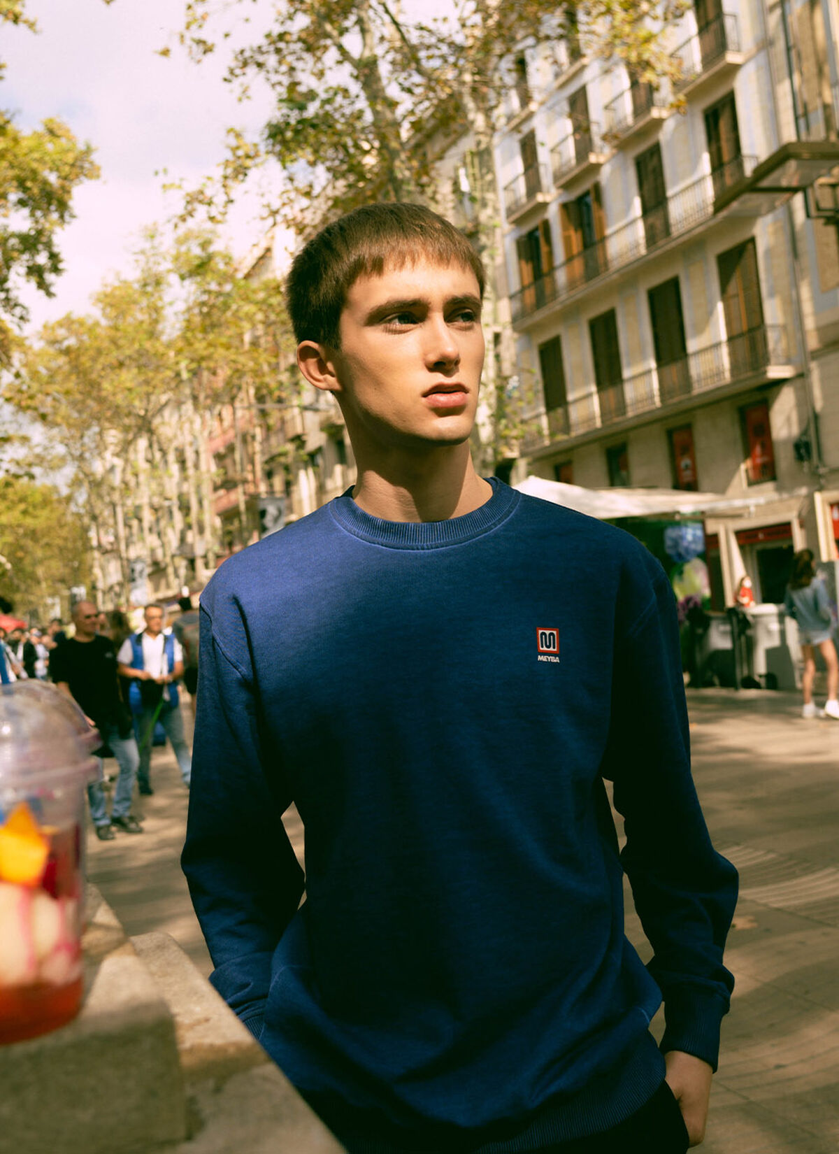 COLD DYE CREW SWEAT, Blue, hi-res