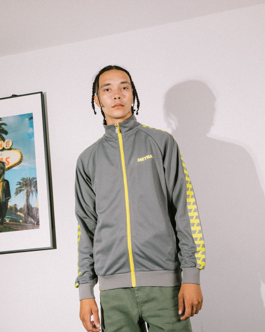 Terrace Track Jacket - 100% Polyester, Grey/Yellow, hi-res