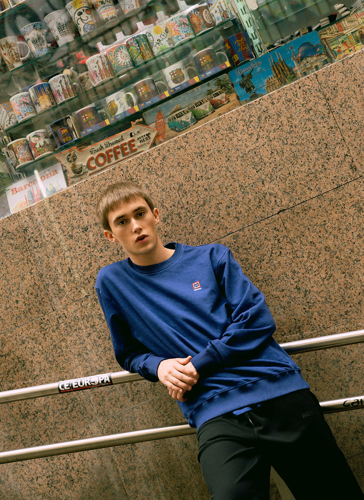 COLD DYE CREW SWEAT, Blue, hi-res